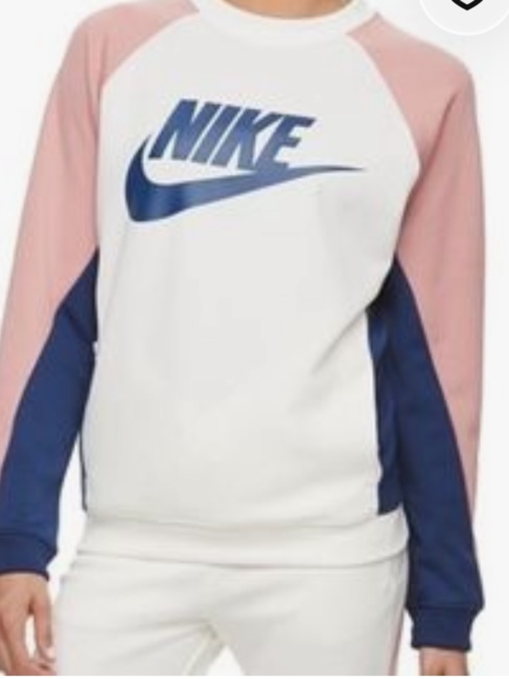 Nike Tech Crewneck Sweatshirt Pink Navy White Colorblock Womens Small